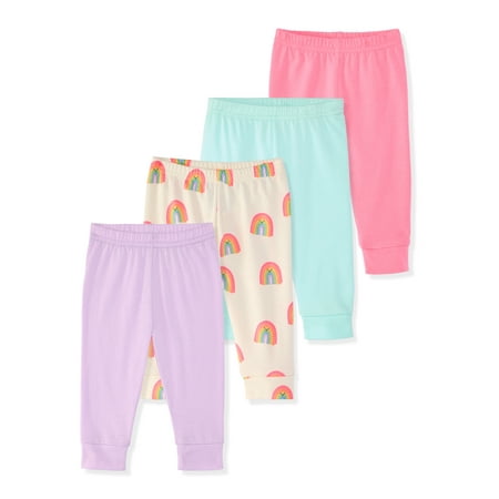 Garanimals Newborn & Baby Girl Cotton Joggers, Solids & Prints, 4-Pack Now $9.00