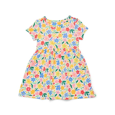 Wonder Nation Baby and Toddler Girls Play Dress with Short Sleeves, Sizes 0/3M-5T