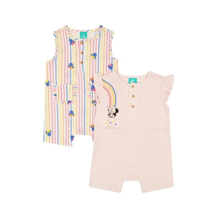 Minnie Mouse Baby Girl 2 Pack Rompers, Sizes 0/3 Months-24 Months Now $7.00