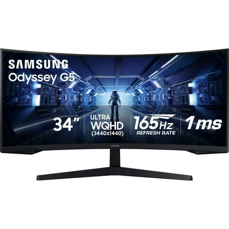Samsung 34" Odyssey G55T WQHD 165Hz 1ms AMD FreeSync HDR Curved Gaming Monitor Now $329.00
