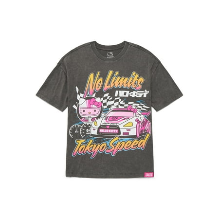 Hello Kitty, Boys' Mineral Wash Graphic T-Shirt, Tokyo Speed