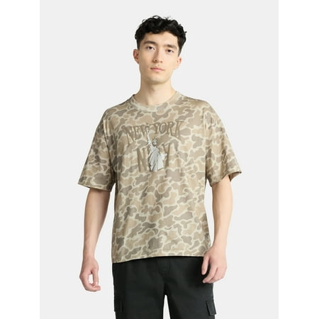 No Boundaries Oversized Boxy Fit Cropped Length New York City Graphic Tee Shirt Now $6.39