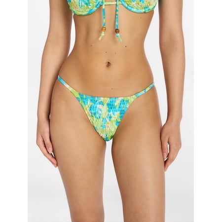 No Boundaries Smocked String Bikini Swim Bottoms, Women's XXS-XXL Now $9.79
