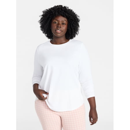 Terra & Sky Women's Plus Size Crewneck Tee with Long Sleeves Now $6.62