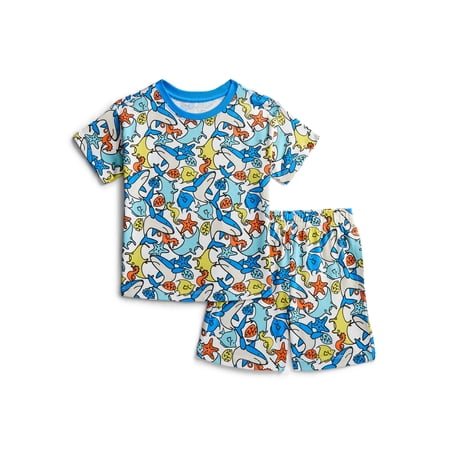 Wonder Nation Toddler Boys Short Sleeve Top and Shorts Outfit Set, 2-Piece