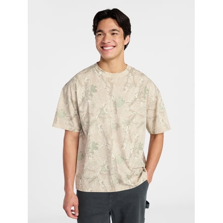 No Boundaries Men's Oversized Boxy Tee with Short Sleeves, XS-4XLT Now $9.98
