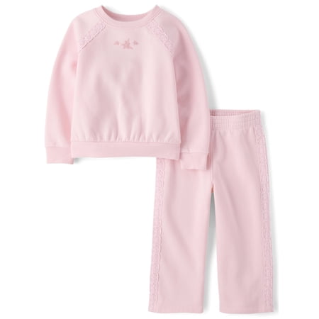The Children's Place Toddler Girls Long Sleeve Crochet Fleece Set, 2-Piece Now $9.31