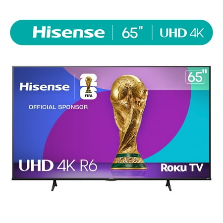 Hisense 65" Class 4K UHD LCD Roku Smart TV HDR R6 Series 65R6E4 Now $295.00