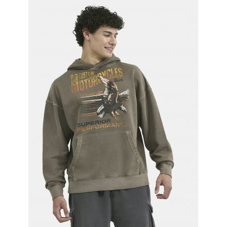 No Boundaries All Gender Oversized Graphic Hoodie with Long Sleeves, Men's and Big Now $6.99