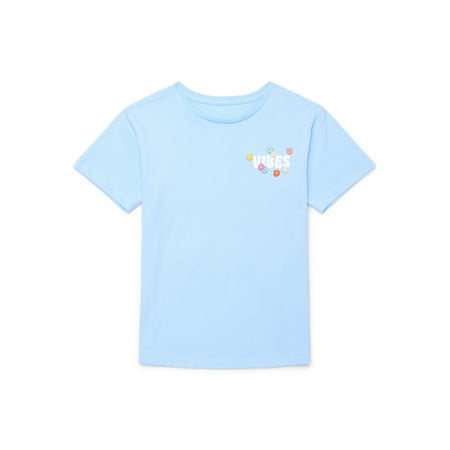 Wonder Nation Girls Vibes & Flowers Graphic Tee with Short Sleeves Now $5.48