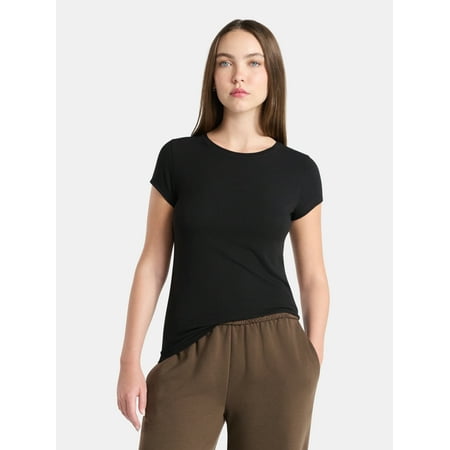 No Boundaries Crew Neck Tee with Short Sleeves, 1 or 3-Pack, Women’s Now $5.98