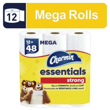 Charmin Essentials Strong Toilet Paper 12 Mega Rolls, 429 Sheets Per Roll Now $9.87