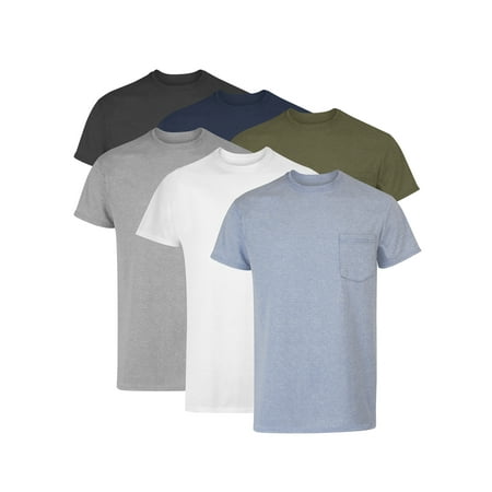 Hanes Men's Value Pack Assorted Pocket T-Shirt Undershirts, 6 Pack Now $14.47