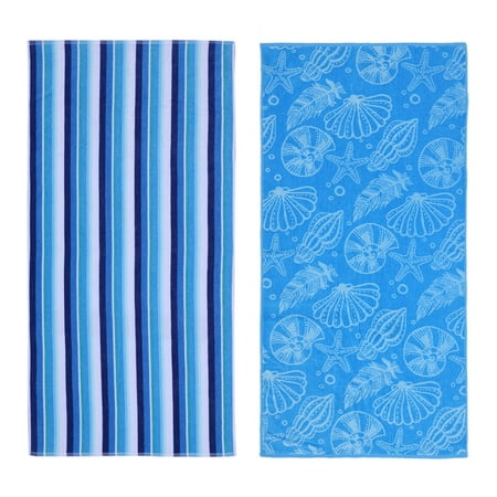 Mainstays Blue Shells & Stripes Beach Towels Now $9.97