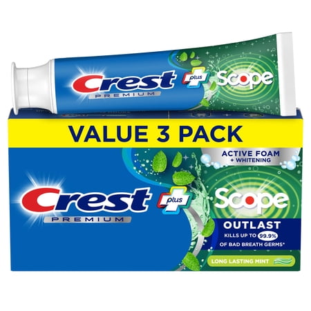 Crest Toothpaste, Premium Plus Scope Outlast Fluoride Toothpaste, Mint, 5.2 oz, 3 Now $7.97