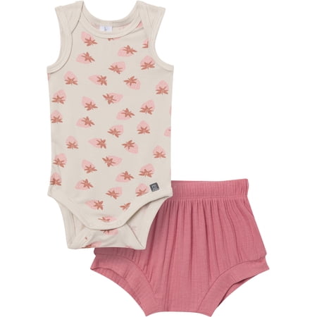 Modern Moments by Gerber Baby Neutral Viscose Sleeveless Bodysuit and Short Outfit Now $6.00