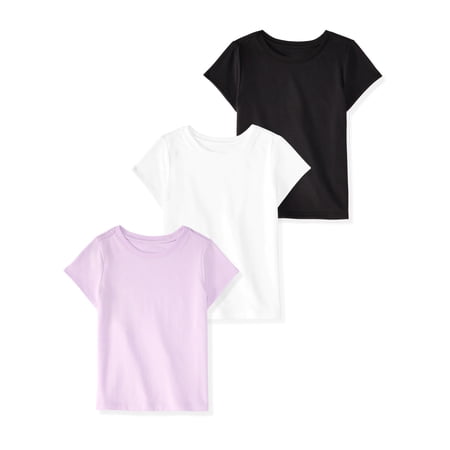 Garanimals Newborn, Baby & Toddler Girl Cotton Short-Sleeve Solid T-Shirts, 3-Pack