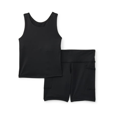 Athletic Works Girls Longline Bra and Bike Shorts Set, 2-Piece, & Now $8.48