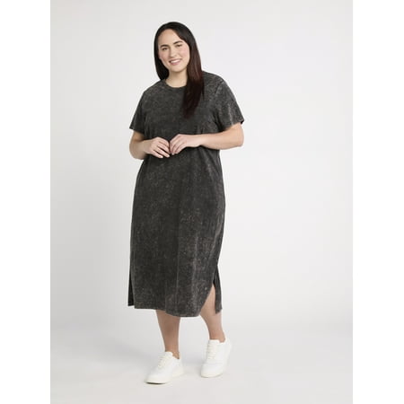 Time and Tru Women's and Women's Plus Cotton T-Shirt Dress with Short Sleeves Now $8.81