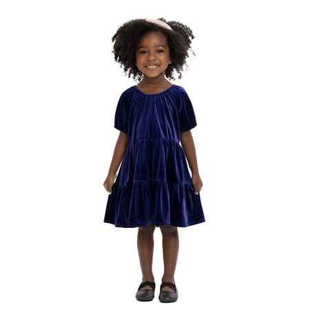 Wonder Nation Toddler Girls Tiered Velvet Dress with Puff Sleeves Now $4.00