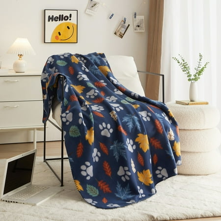 Mainstays Paw Print Fleece Throw Now $4.22