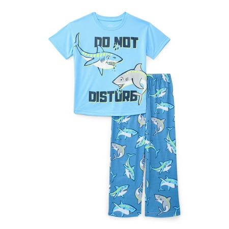Wonder Nation Boys Graphic Tee and Wide Leg Pants Sleep Set, 2-Piece