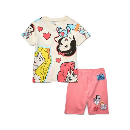 Disney Princess Girls Graphic T-Shirt and Bike Shorts Set, 2-Piece Now $11.96
