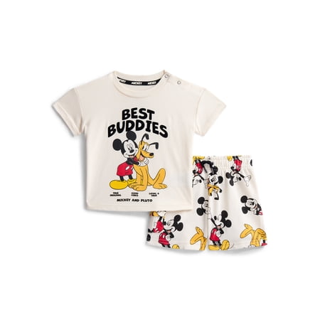 Mickey Mouse Baby and Toddler Boy Short Sleeve Graphic Tee and Matching Shorts Set Now $4.00