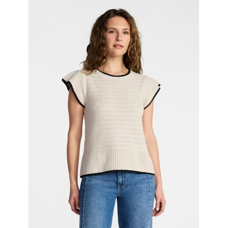 Time and Tru Women's Flutter Sleeve Sweater, Lightweight Now $8.75