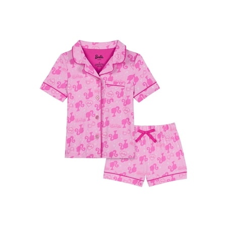 Barbie Toddler Girls Short Sleeve Button Front Top and Sleep Shorts, 2-Piece Now $8.00