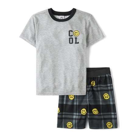 The Children's Place Boys Short Sleeve Snug Fit Cool Emoji Plaid Pajamas Now $16.42