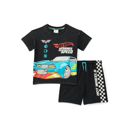 Hot Wheels Baby and Toddler Boy Short Sleeve Graphic Tee and Matching Shorts Set Now $10.00