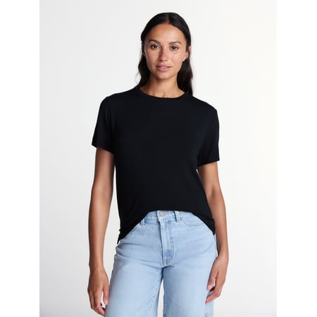 Time and Tru Women's Draped Boxy Tee with Short Sleeves Now $9.98
