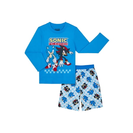 Sonic Boys Long Sleeve Sleep Top and Shorts Pajama Set, 2-Piece Now $6.00