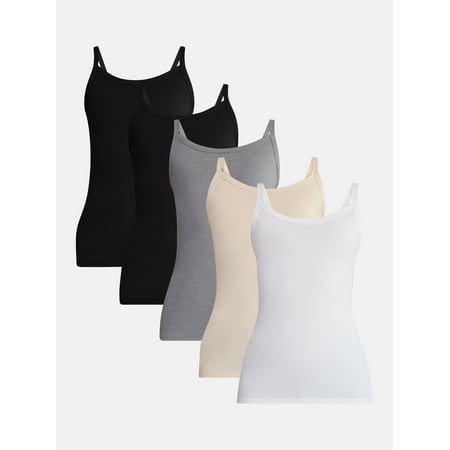 No Boundaries Ribbed Cami Top, 5-Pack, Women's XXS-XXL Now $3.98
