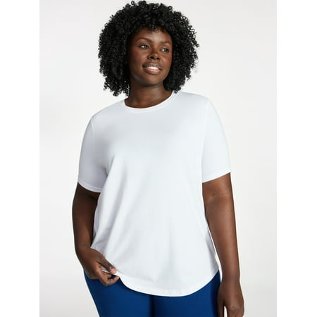 Terra & Sky Women's Plus Size Crewneck Tee with Short Sleeves