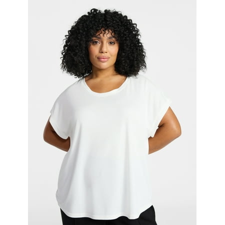 Terra & Sky Women’s Plus Scoop Neck Tunic Tee with Short Sleeves Now $7.12