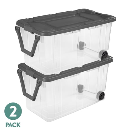 Sterilite 160 Quart Wheeled Stacker, Extra Large Durable Clear Bin, Latch Lid Now $35.94