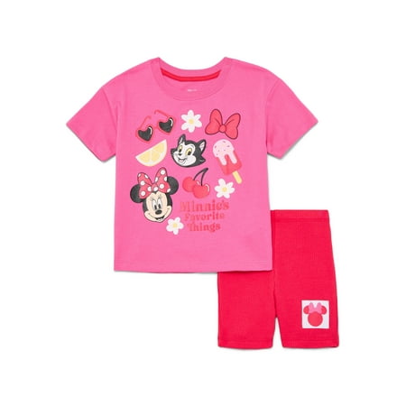 Minnie Mouse Toddler Girls Graphic Tee and Bike Shorts Set, 2-Piece