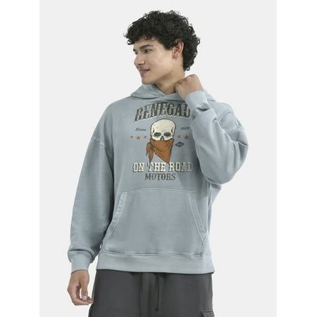 No Boundaries All Gender Oversized Graphic Hoodie with Long Sleeves, Men's and Big Now $5.00