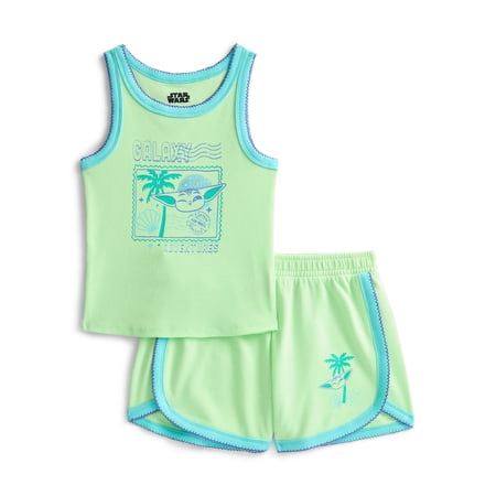 Grogu Girls Graphic Tank Top and Matching Shorts Set, 2-Piece Now $6.49