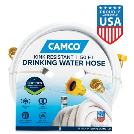 Camco TASTEPURE 50-Foot RV Drinking Water Hose - Lead-Free, PVC, White Now $19.61