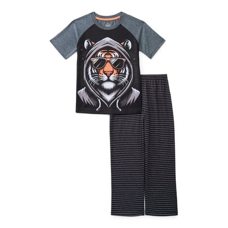 Wonder Nation Boys Graphic Tee and Wide Leg Pants Sleep Set, 2-Piece
