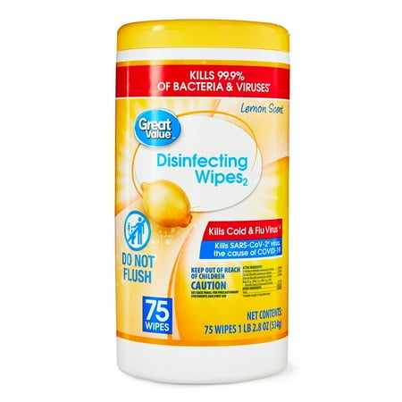Great Value Lemon Scent Disinfecting Wipes, 1 Lbs, 5.5 oz, 75 Count Now $2.98