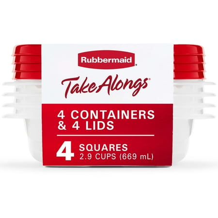Rubbermaid TakeAlongs 2.9-Cup Square Food Storage Containers, 4-Pack, Red Now $3.47