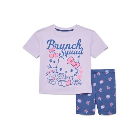 Hello Kitty Toddler Girls Graphic Tee and Bike Shorts Set, 2-Piece Now $7.00
