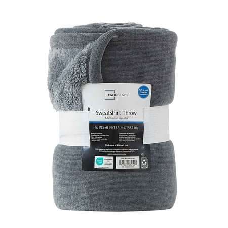 Mainstays Cozy Sweatshirt Chenille Throw Blanket, Soothing Grey Now $7.97