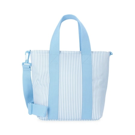 No Boundaries Women's Beach Insulated Mini Tote Bag, Sky Pin Stripe Now $10.00