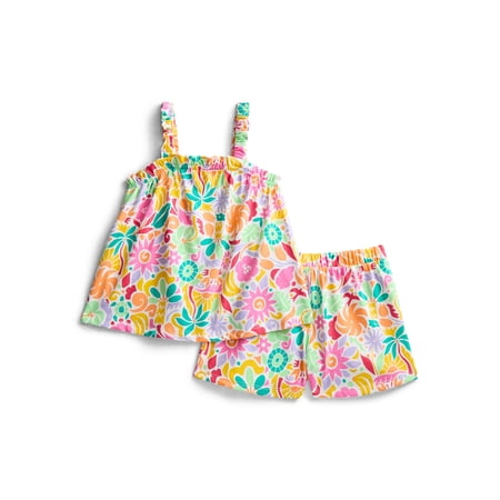 Wonder Nation Toddler Girls Ribbed Tank Top and Shorts 2-Piece Set Now $9.98