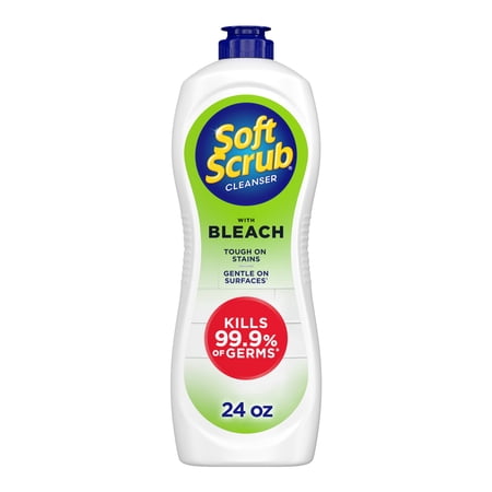 Soft Scrub Cleanser with Bleach, Multi-Surface Cleaner for Bathroom, Germ-Kill, 24oz
